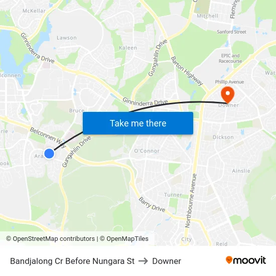 Bandjalong Cr Before Nungara St to Downer map