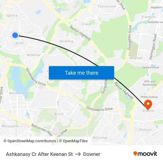 Ashkanasy Cr After Keenan St to Downer map