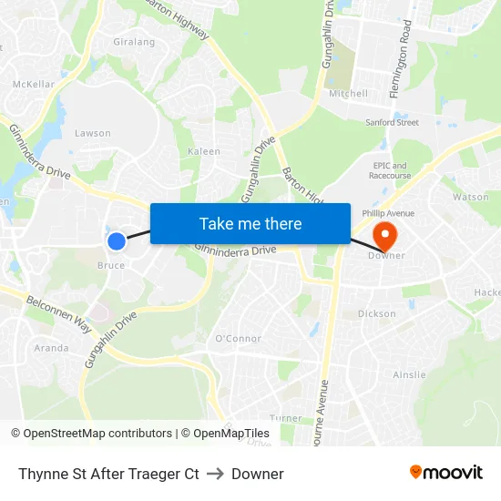 Thynne St After Traeger Ct to Downer map