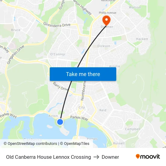 Old Canberra House Lennox Crossing to Downer map