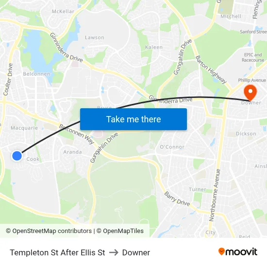 Templeton St After Ellis St to Downer map