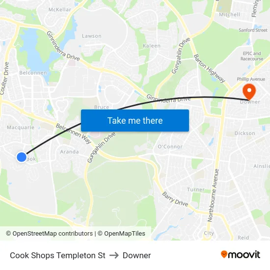 Cook Shops Templeton St to Downer map