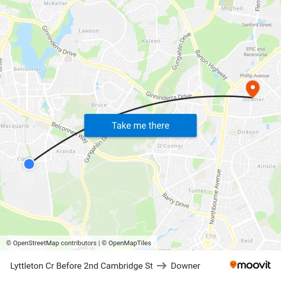 Lyttleton Cr Before 2nd Cambridge St to Downer map