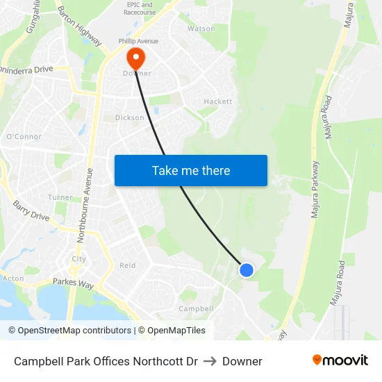 Campbell Park Offices Northcott Dr to Downer map