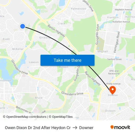 Owen Dixon Dr 2nd After Heydon Cr to Downer map