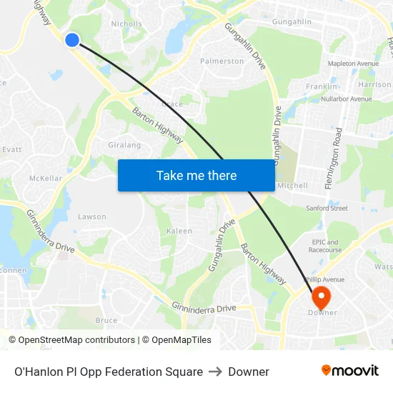 O'Hanlon Pl Opp Federation Square to Downer map