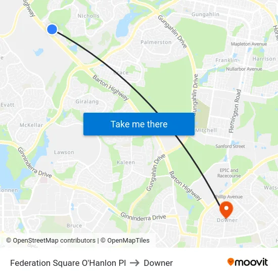 Federation Square O'Hanlon Pl to Downer map