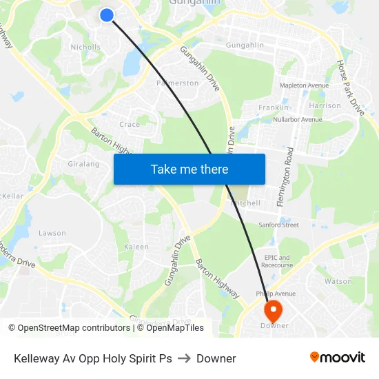 Kelleway Av Opp Holy Spirit Ps to Downer map