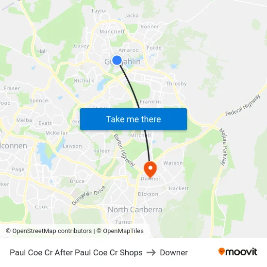 Paul Coe Cr After Paul Coe Cr Shops to Downer map