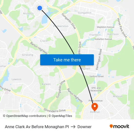 Anne Clark Av Before Monaghan Pl to Downer map