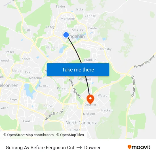 Gurrang Av Before Ferguson Cct to Downer map