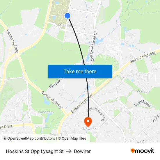 Hoskins St Opp Lysaght St to Downer map