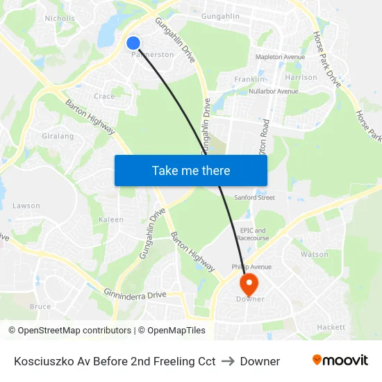 Kosciuszko Av Before 2nd Freeling Cct to Downer map