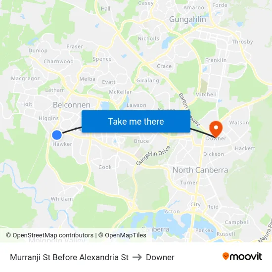 Murranji St Before Alexandria St to Downer map