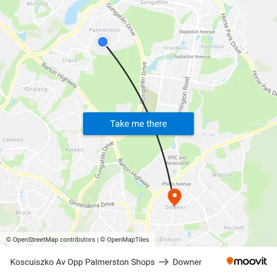 Koscuiszko Av Opp Palmerston Shops to Downer map
