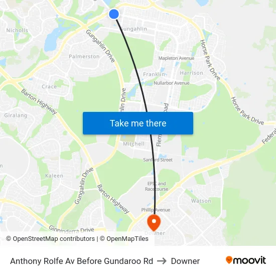 Anthony Rolfe Av Before Gundaroo Rd to Downer map