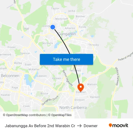 Jabanungga Av Before 2nd Warabin Cr to Downer map