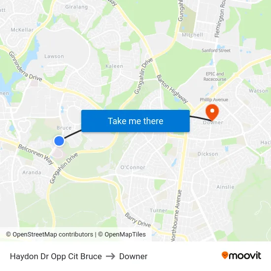 Haydon Dr Opp Cit Bruce to Downer map