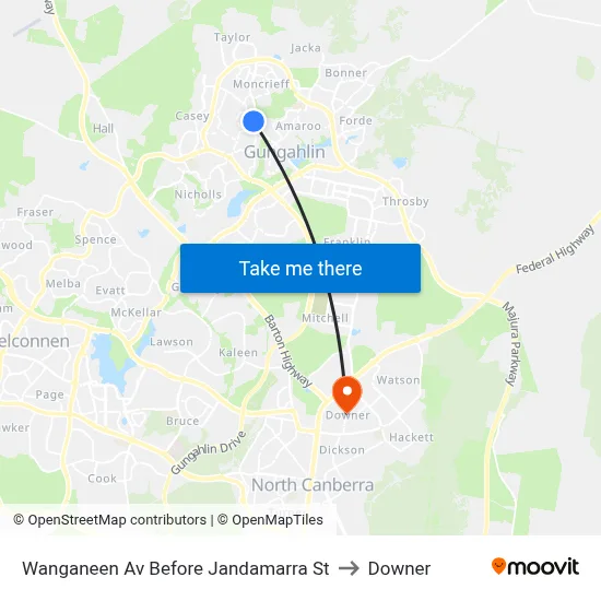 Wanganeen Av Before Jandamarra St to Downer map