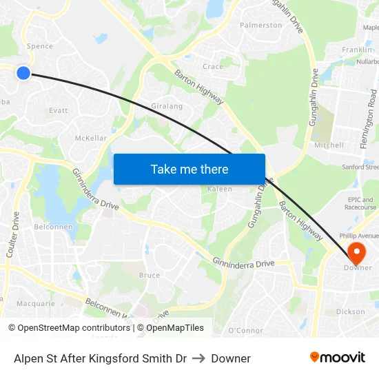 Alpen St After Kingsford Smith Dr to Downer map
