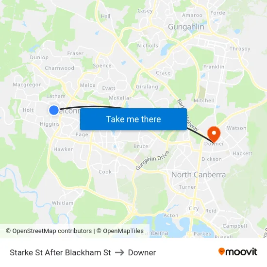 Starke St After Blackham St to Downer map