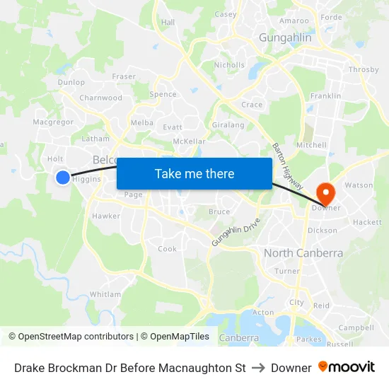 Drake Brockman Dr Before Macnaughton St to Downer map