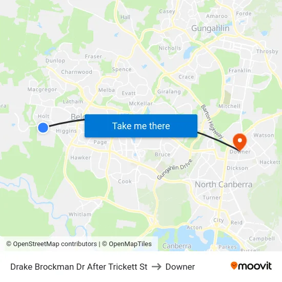 Drake Brockman Dr After Trickett St to Downer map