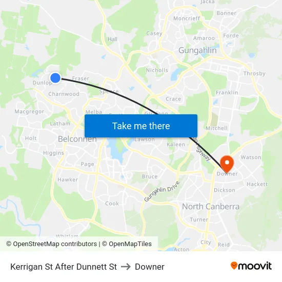 Kerrigan St After Dunnett St to Downer map