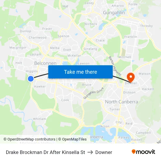 Drake Brockman Dr After Kinsella St to Downer map