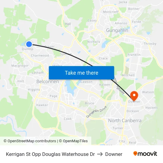 Kerrigan St Opp Douglas Waterhouse Dr to Downer map