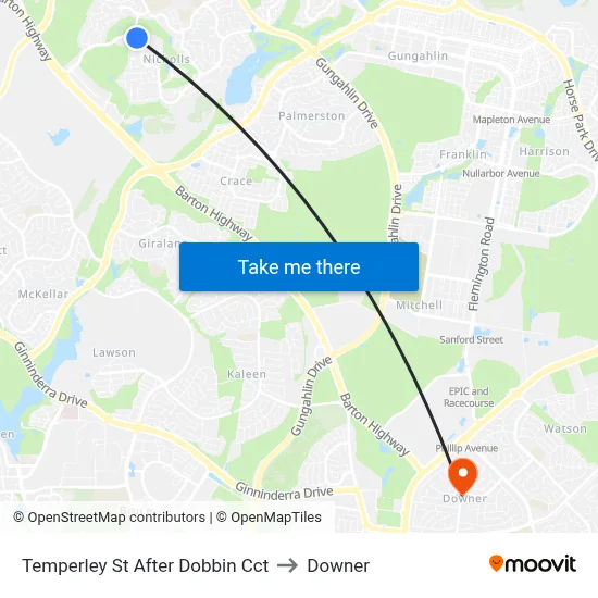 Temperley St After Dobbin Cct to Downer map