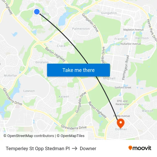 Temperley St Opp Stedman Pl to Downer map