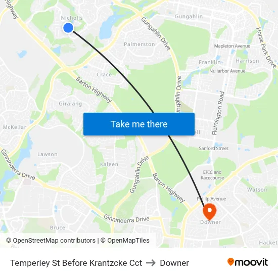 Temperley St Before Krantzcke Cct to Downer map
