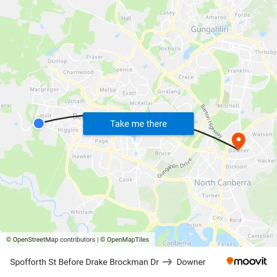 Spofforth St Before Drake Brockman Dr to Downer map