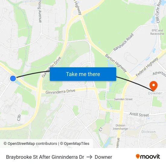 Braybrooke St After Ginninderra Dr to Downer map