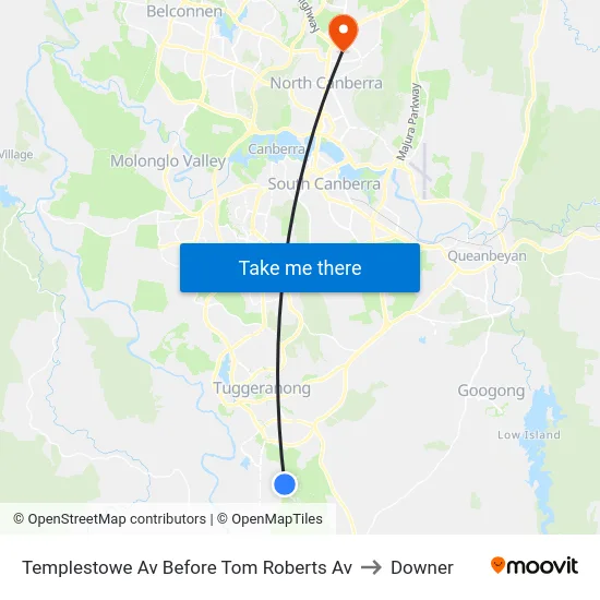 Templestowe Av Before Tom Roberts Av to Downer map