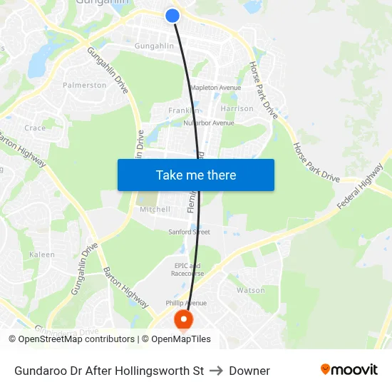 Gundaroo Dr After Hollingsworth St to Downer map