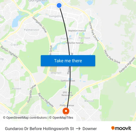 Gundaroo Dr Before Hollingsworth St to Downer map
