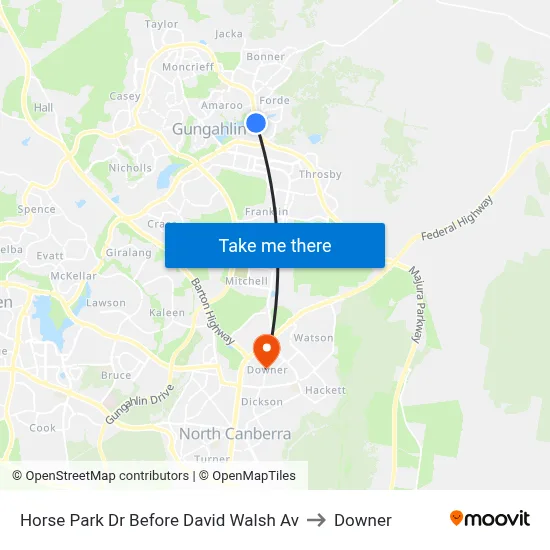 Horse Park Dr Before David Walsh Av to Downer map
