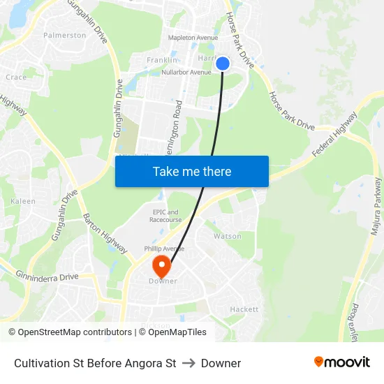 Cultivation St Before Angora St to Downer map