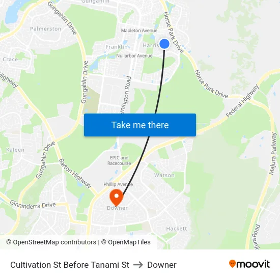 Cultivation St Before Tanami St to Downer map