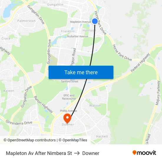 Mapleton Av After Nimbera St to Downer map
