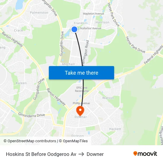 Hoskins St Before Oodgeroo Av to Downer map