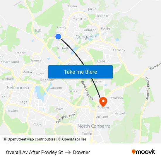 Overall Av After Powley St to Downer map
