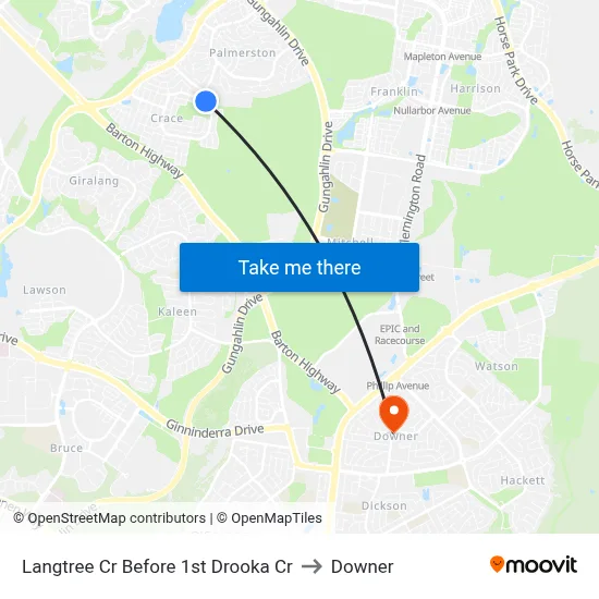Langtree Cr Before 1st Drooka Cr to Downer map