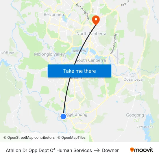 Athllon Dr Opp Dept Of Human Services to Downer map