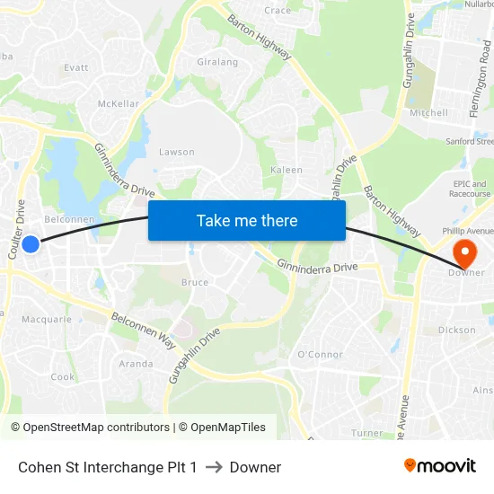 Cohen St Interchange Plt 1 to Downer map