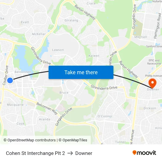 Cohen St Interchange Plt 2 to Downer map