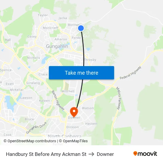 Handbury St Before Amy Ackman St to Downer map