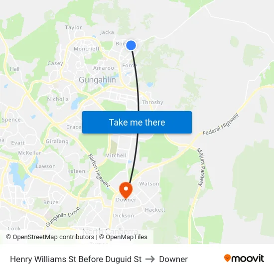 Henry Williams St Before Duguid St to Downer map